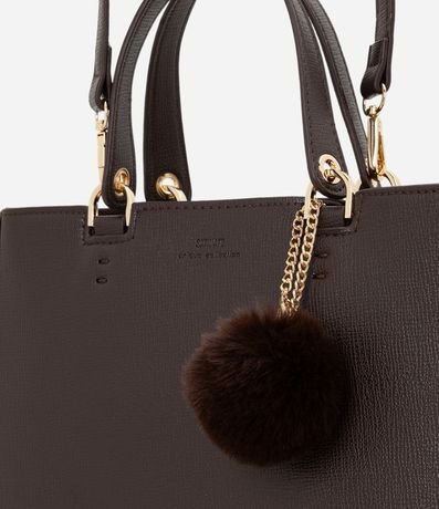 Cartera Satchel Mediana con Bretel Desmontable y Llavero Pompón 4