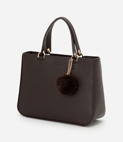 Cartera Satchel Mediana con Bretel Desmontable y Llavero Pompón 5