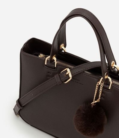 Cartera Satchel Mediana con Bretel Desmontable y Llavero Pompón 6