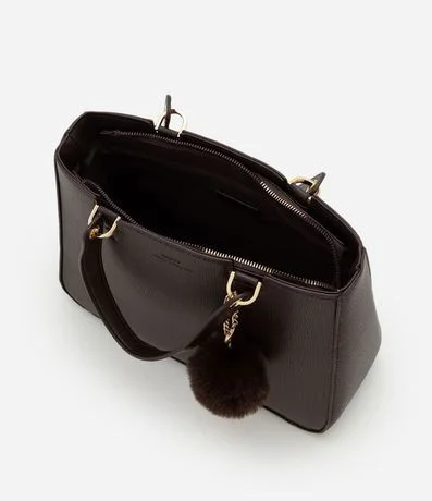 Cartera Satchel Mediana con Bretel Desmontable y Llavero Pompón 7