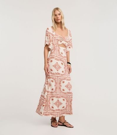 Vestido Midi en Viscosa con Estampado Paisley Palmeras 2