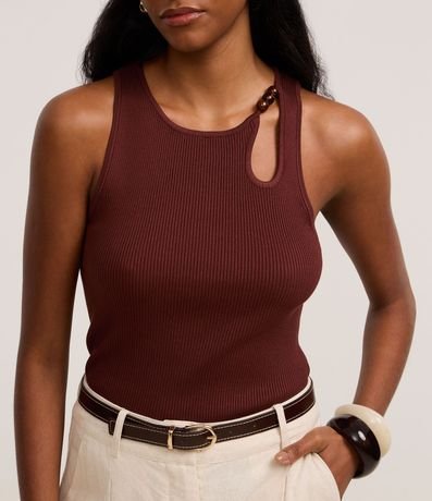 Blusa en Punto con Escote U y Adorno en el Escote 4