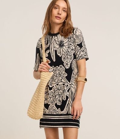Vestido Corto en Viscosa con Estampa Follaje 2
