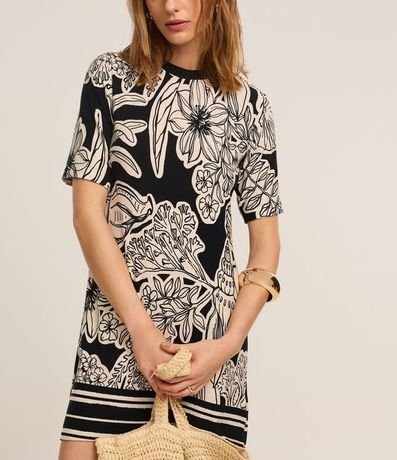 Vestido Corto en Viscosa con Estampa Follaje 4