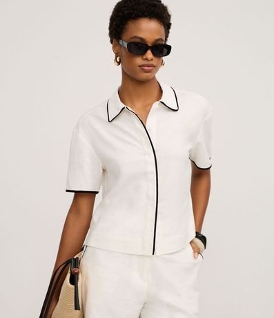 Camisa en Viscolino con Vista Oculta y Bies contrastante