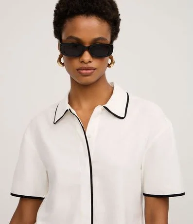 Camisa en Viscolino con Vista Oculta y Bies contrastante 3