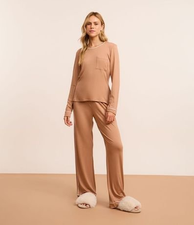 Pijama Largo en Viscosa con Bies Contrastante 2