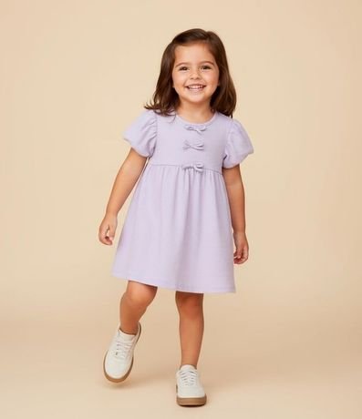 Vestido Infantil con Lazos Texturizado - Talle 1 a 6 años