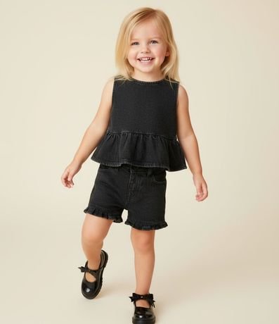 Blusa Infantil en Jeans con Volado -  1 a 6 años