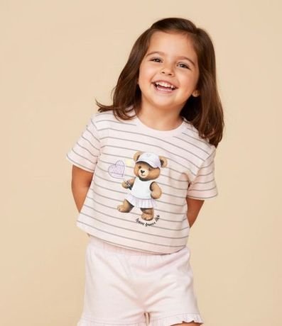 Blusa Infantil con Estampa Rayada y Osa - Talle 1 a 6 años 1