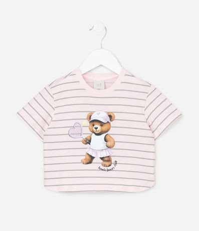 Blusa Infantil con Estampa Rayada y Osa - Talle 1 a 6 años 1