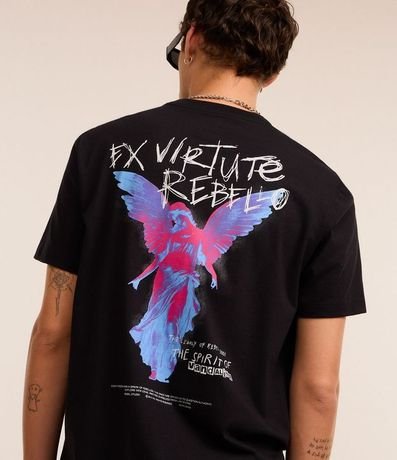 Remera Comfort en Algodón con Estampa de Angel y Lettering 3