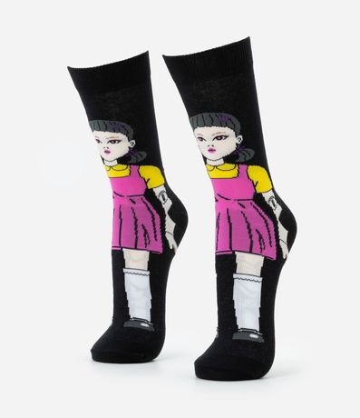 Media Caña Larga en Algodón con Estampa del Round 6 1