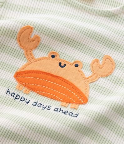 Mono Infantil con Bordado de Cangrejo y Rayas Canelado - Talle 0 a 18 Meses 8