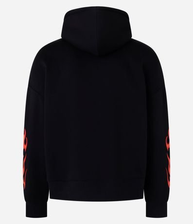 Saco Oversized en Algodón con capucha y Estampa Lettering Chamas 7