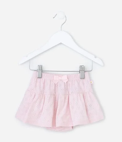 Short pollera Infantil con Moña y Texturizado - Talle 0 a 18 Meses