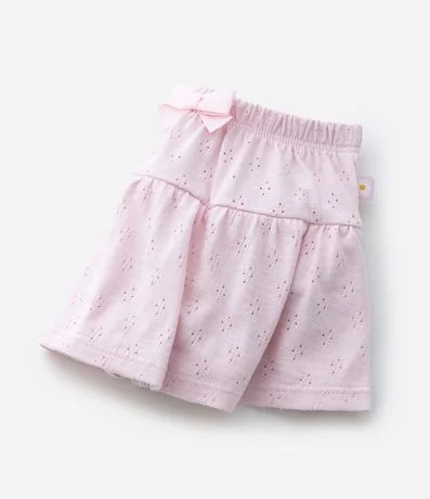Short pollera Infantil con Moña y Texturizado - Talle 0 a 18 Meses 4