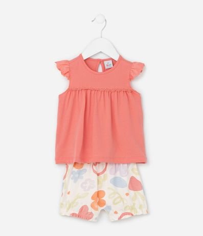 Conjunto Infantil con Estampa Floral - Talle 0 a 18 Meses 2