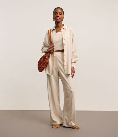 Camisa Alargada en Viscolino con Recortes 2