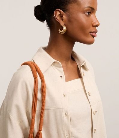 Camisa Alargada en Viscolino con Recortes 3