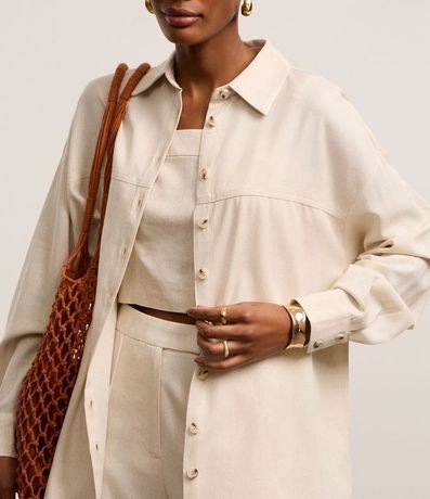 Camisa Alargada en Viscolino con Recortes 4