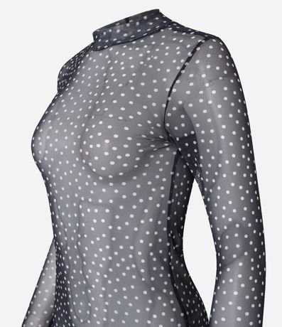 Blusa en Tule con Cuello Alto y Estampa de Lunares 5