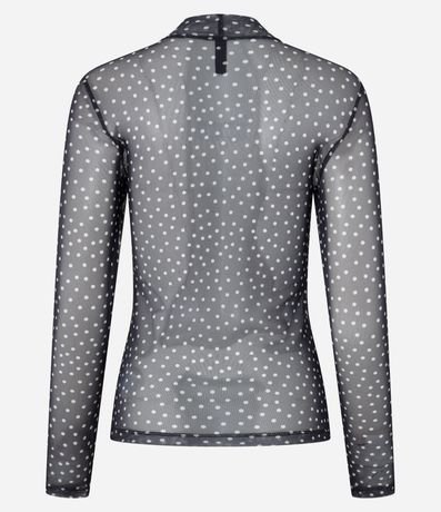 Blusa en Tule con Cuello Alto y Estampa de Lunares 6