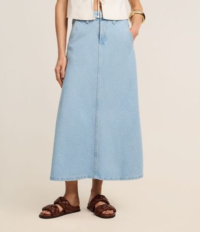 Pollera Midi Evasê en Jeans con Recorte en el Biés 3