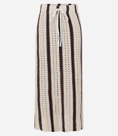 Pollera Recta Rayada en Punto de Efecto Ganchillo 8