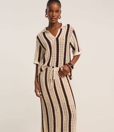 Pollera Recta Rayada en Punto de Efecto Ganchillo 2