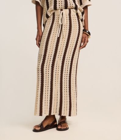 Pollera Recta Rayada en Punto de Efecto Ganchillo 3