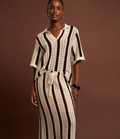 Pollera Recta Rayada en Punto de Efecto Ganchillo 6