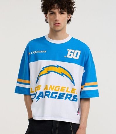 Remera Boxy en Algodón con Estampa y Lettering Los Angeles Chargers