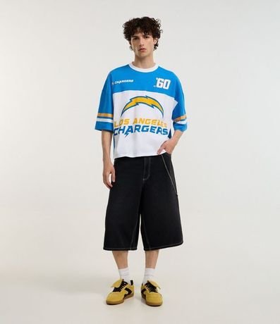 Remera Boxy en Algodón con Estampa y Lettering Los Angeles Chargers 2