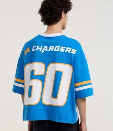 Remera Boxy en Algodón con Estampa y Lettering Los Angeles Chargers 3