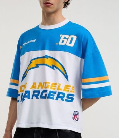 Remera Boxy en Algodón con Estampa y Lettering Los Angeles Chargers 5