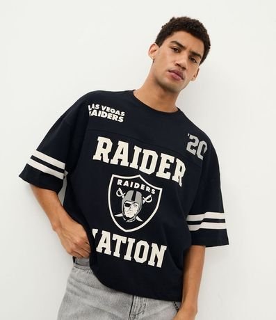 Remera Oversized en Algodón con Estampado Raiders NFL 2
