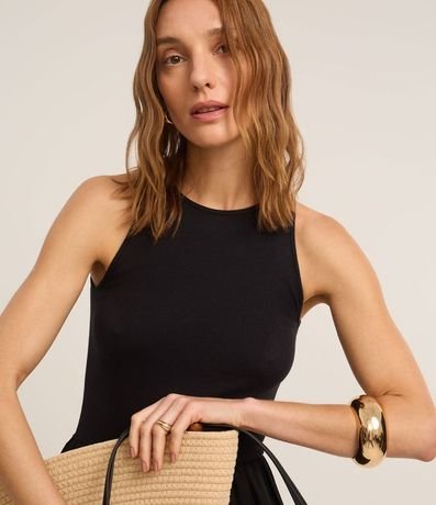 Vestido en Cotton con Textura Acanalada y Bordado Palmeras 3