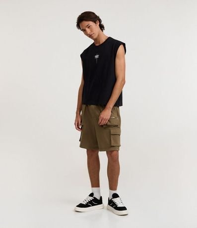 Bermuda en Algodón con Bolsillos Cargo