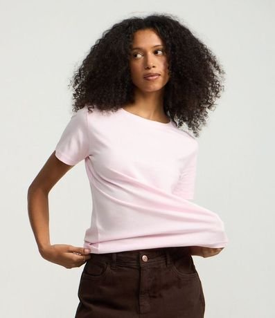 Blusa Alargada Básica en Algodón con Cuello Redondo y Manga Corta 2