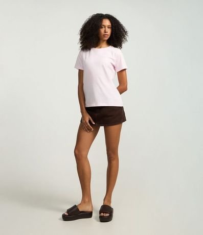 Blusa Alargada Básica en Algodón con Cuello Redondo y Manga Corta 3