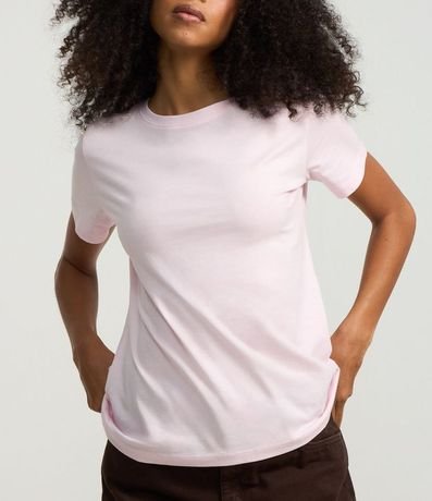 Blusa Alargada Básica en Algodón con Cuello Redondo y Manga Corta 4