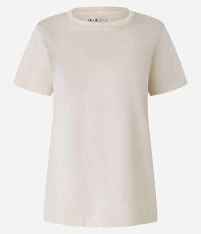 Blusa Alargada Básica en Algodón con Cuello Redondo y Manga Corta 5