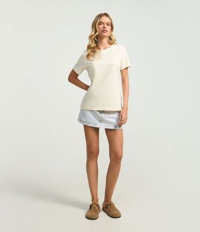 Blusa Alargada Básica en Algodón con Cuello Redondo y Manga Corta 3