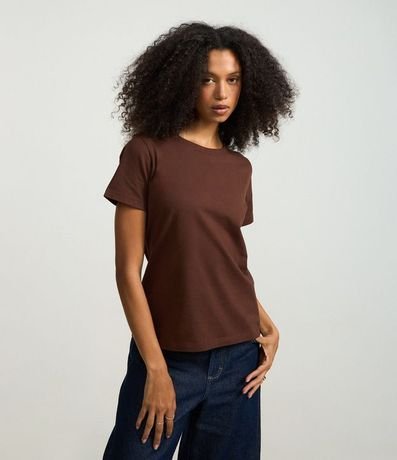 Blusa Alargada Básica en Algodón con Cuello Redondo y Manga Corta 2