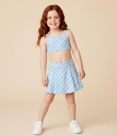 Short Pollera Infantil con Pliegues y Estampa Lettering - Talle 1 A 5 años