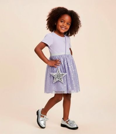 Vestido Infantil con Estampa de Estrella y Carterita - Talle 1 a 6 años