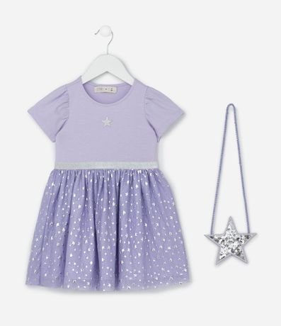 Vestido Infantil con Estampa de Estrella y Carterita - Talle 1 a 6 años 2