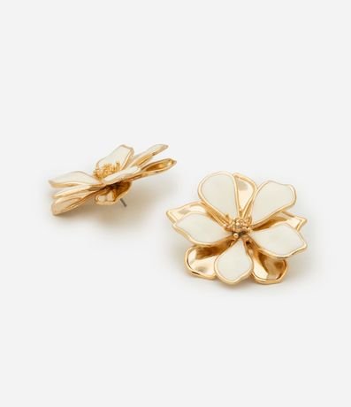 Caravana Botón Esmaltado en Forma de Flor en Capas 2