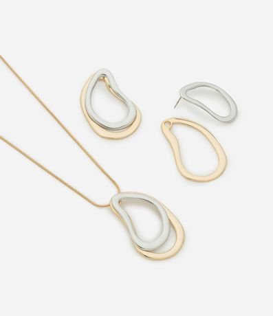 Conjunto de Collar y Caravana con Forma Orgánica Bicolor